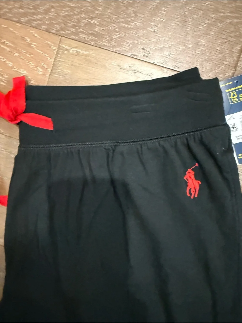 Polo by Ralph Lauren Black Sweatpants with Red Logo & Ties